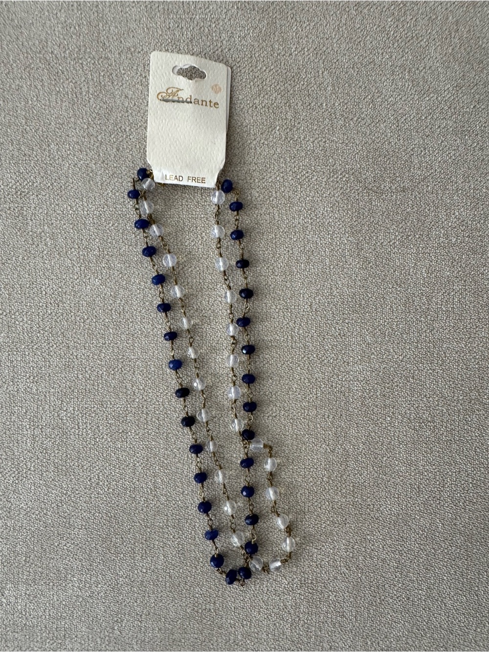 Purple and Clear Beaded Necklace - Double Strand